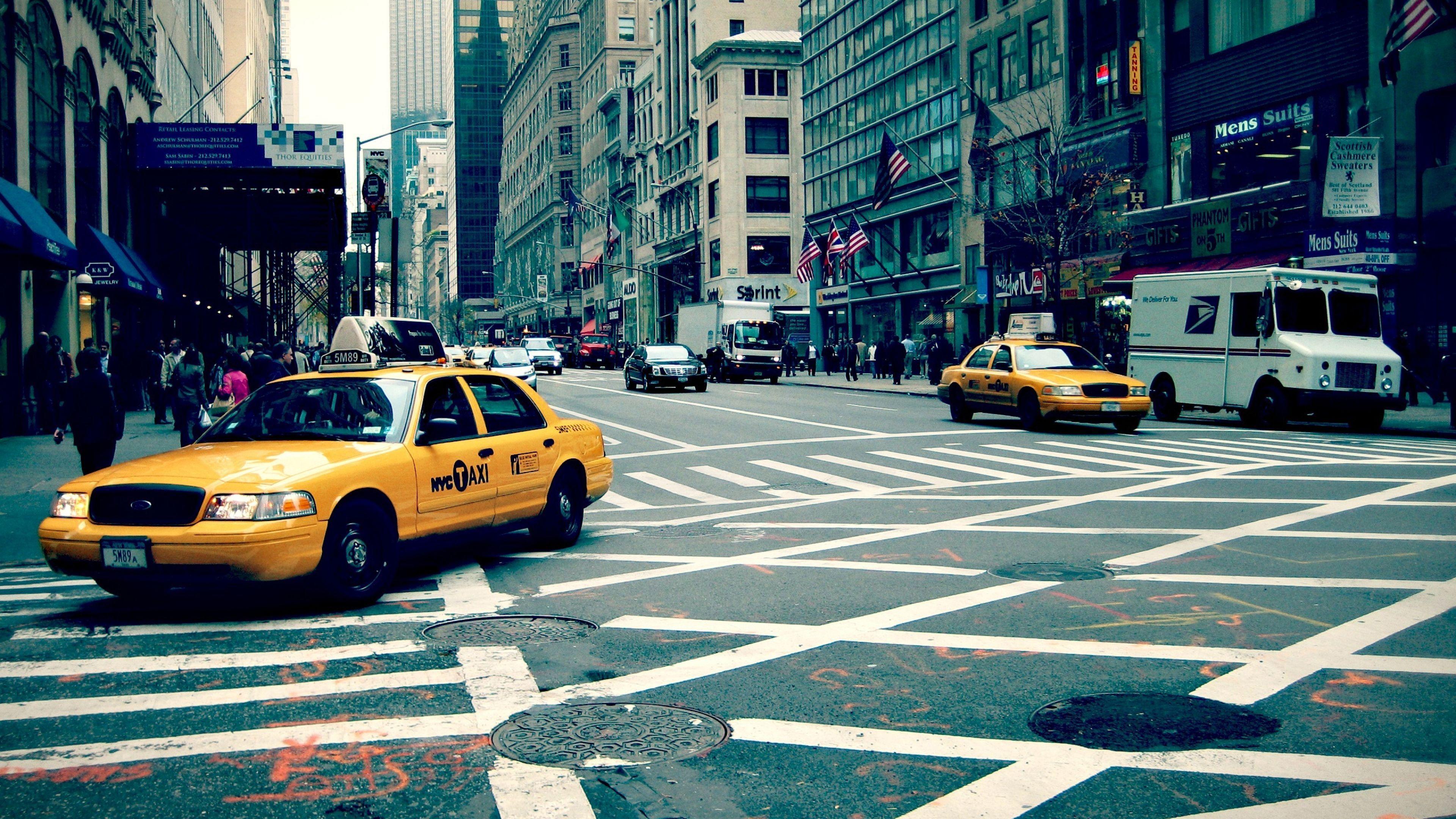 3840x2160 Download Wallpaper 3840x2160 New york, City, Street, Taxi 4K Ultra. Street picture, New york taxi, New york city ny