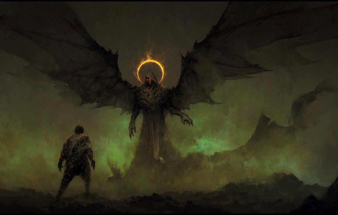 1332x850 Wallpaper demon, devil, wings, man, hood, oni, Fake Angels, ageln image for desktop, section фантастика