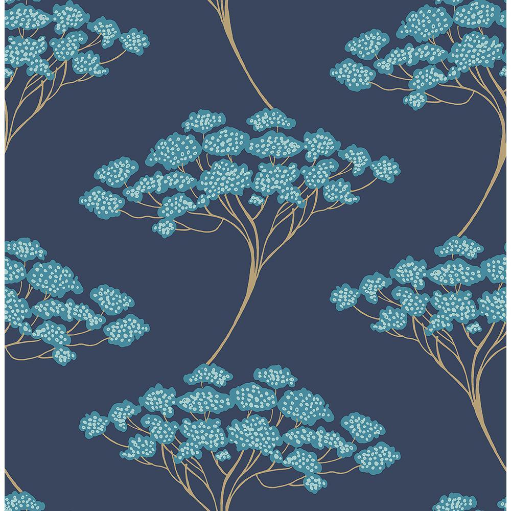 1000x1000 Kenneth James Banyan Navy Tree Paper Strippable Roll Wallpaper (Covers 56.4 Sq. Ft.) 2671 22409 Home Depot