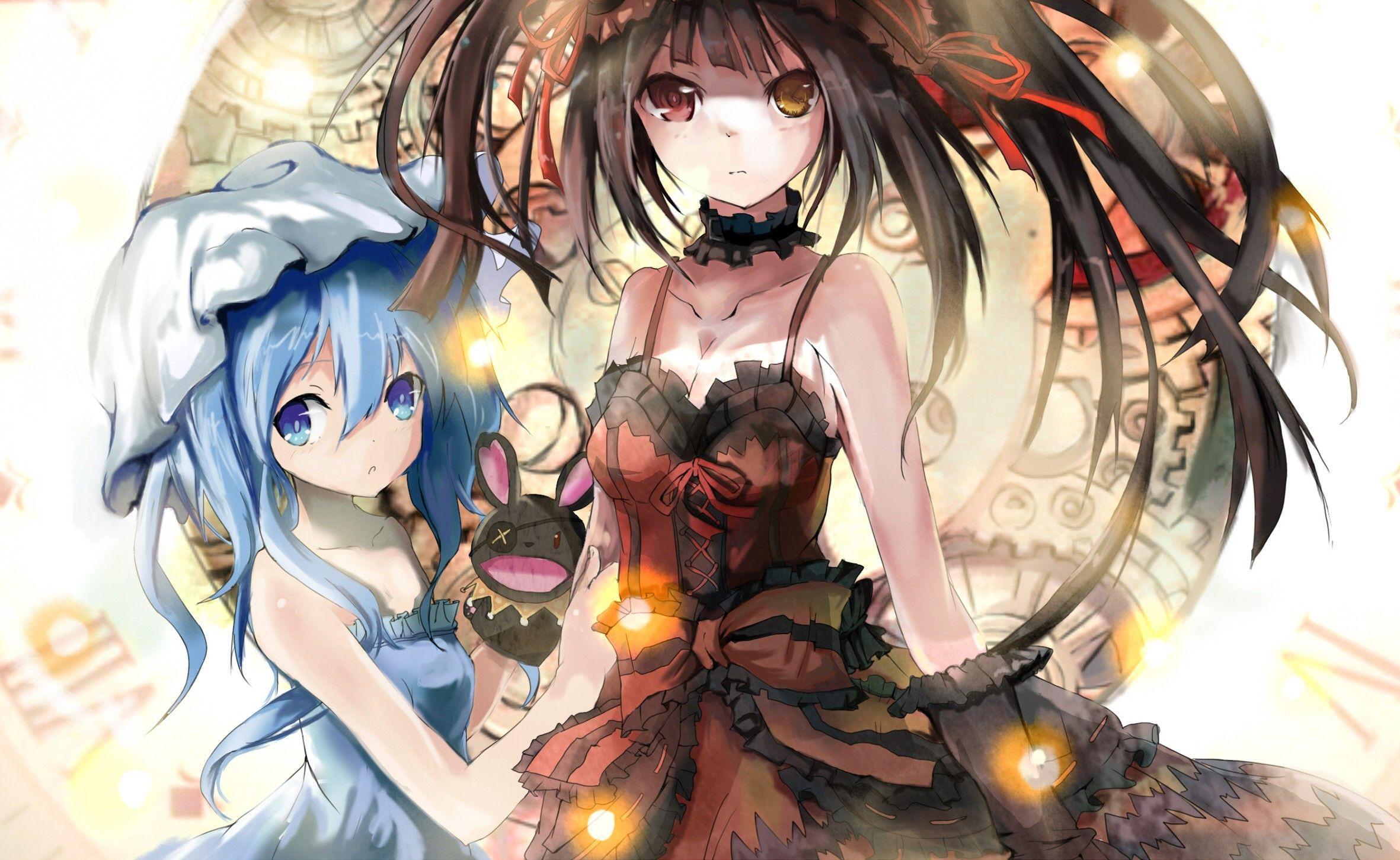 2362x1451 #Tokisaki Kurumi, #Yoshino, #anime, #Date A Live, #heterochromia, #anime girls, wallpaper