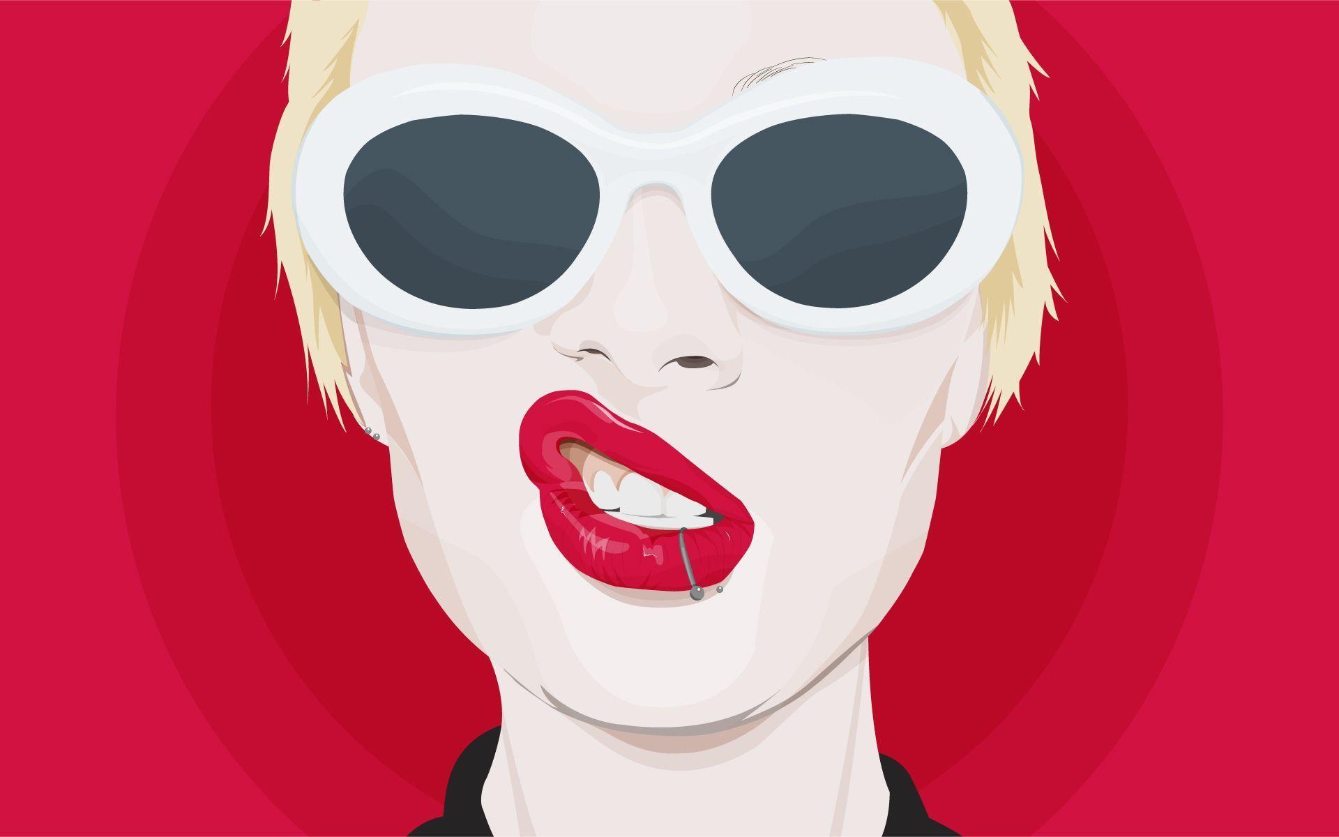 1920x1200 Drawing blonde girl with piercing in the lip wallpaper and image