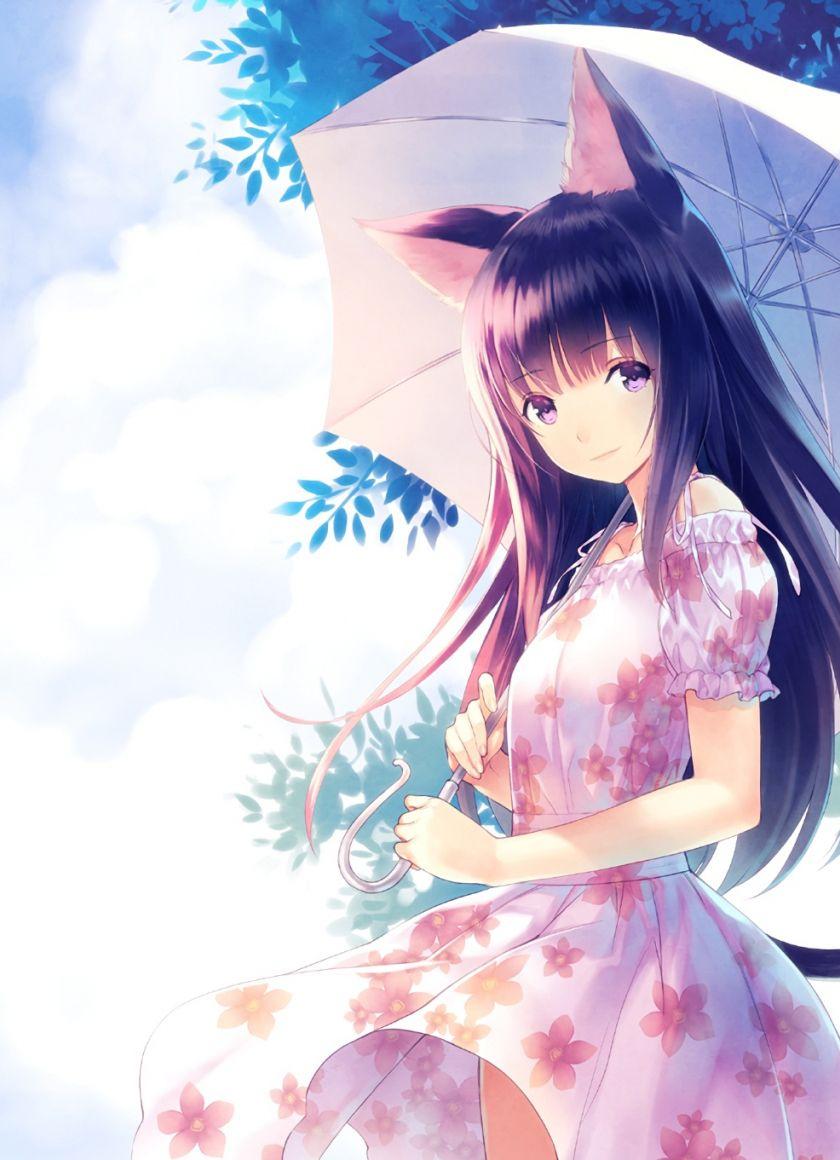 840x1160 Desktop Wallpaper Cute Anime Girl, Pink Dress, Umbrella, HD Image, Picture, Background, Cc9400