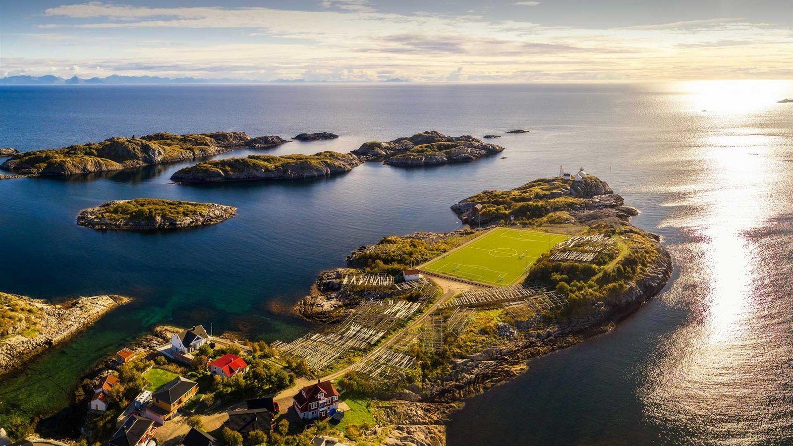 1600x900 Wallpaper Norway, football stadium, sea, coast 1920x1080 Full HD 2K Picture, Image