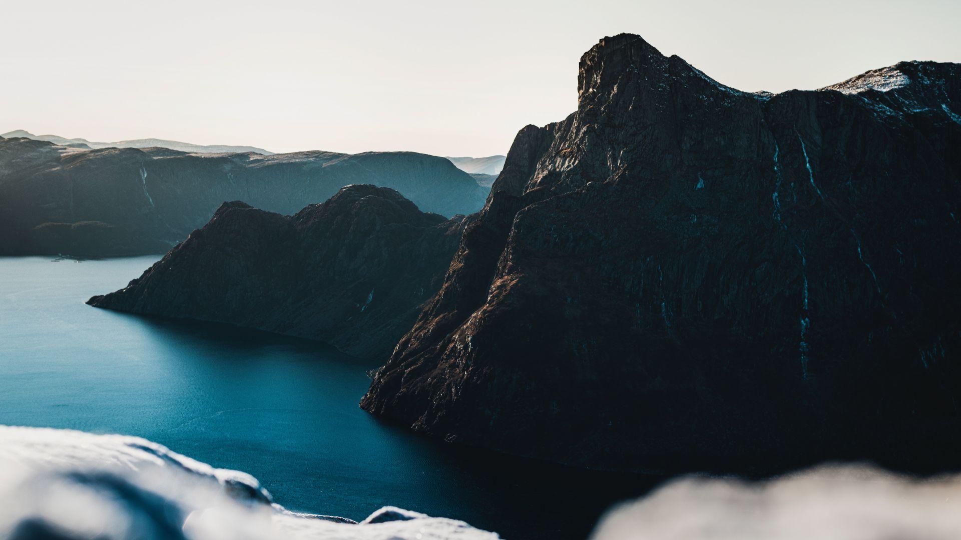 1920x1080 Desktop wallpaper mountains, coast, nature, norway, HD image, picture, background, 6e5546