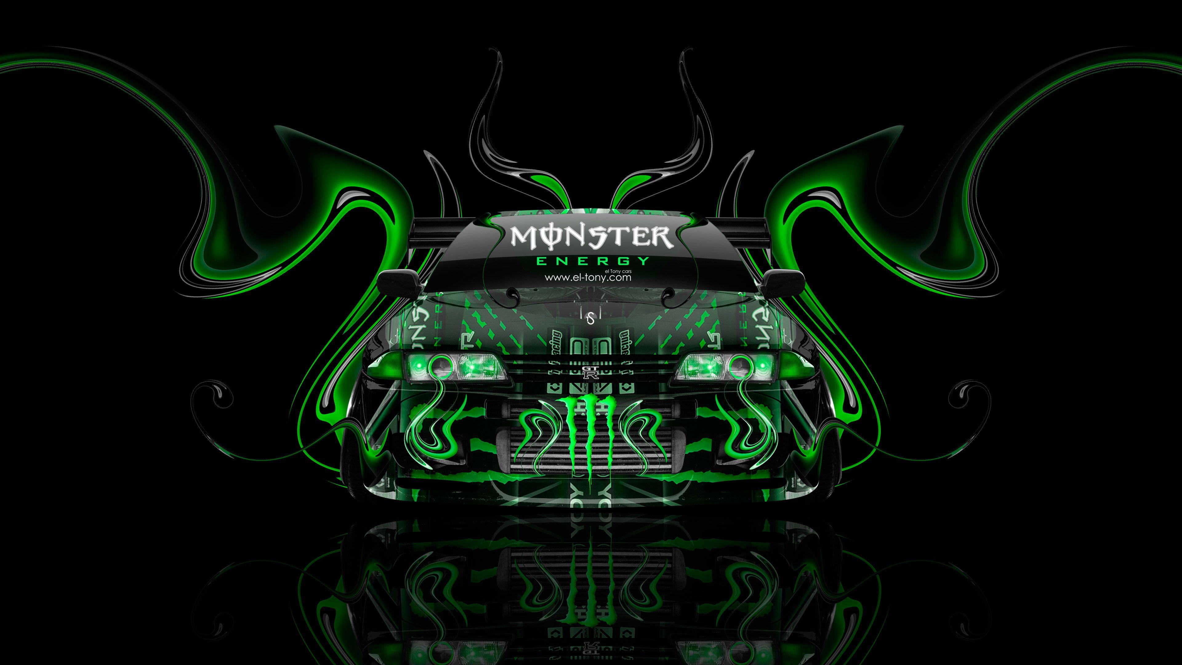3840x2160 4K Monster Energy Nissan Skyline GTR R32 JDM Front Plastic Car 2015 el Tony