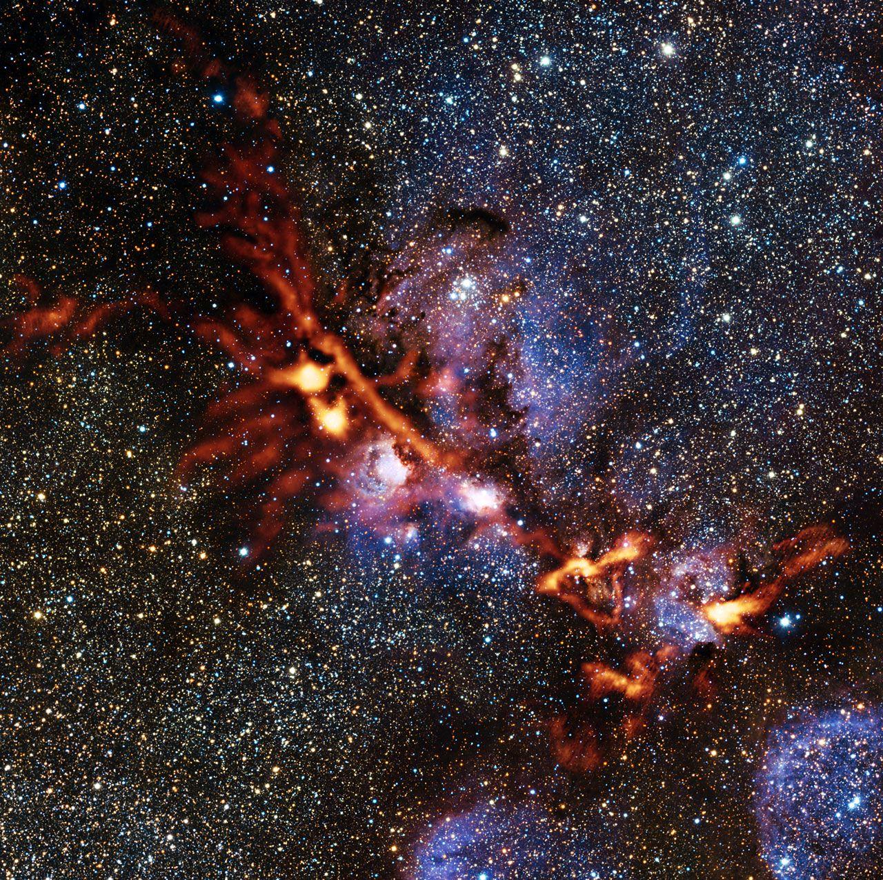 1280x1276 The Star Forming Cat's Paw Nebula Through ArTeMiS's Eyes
