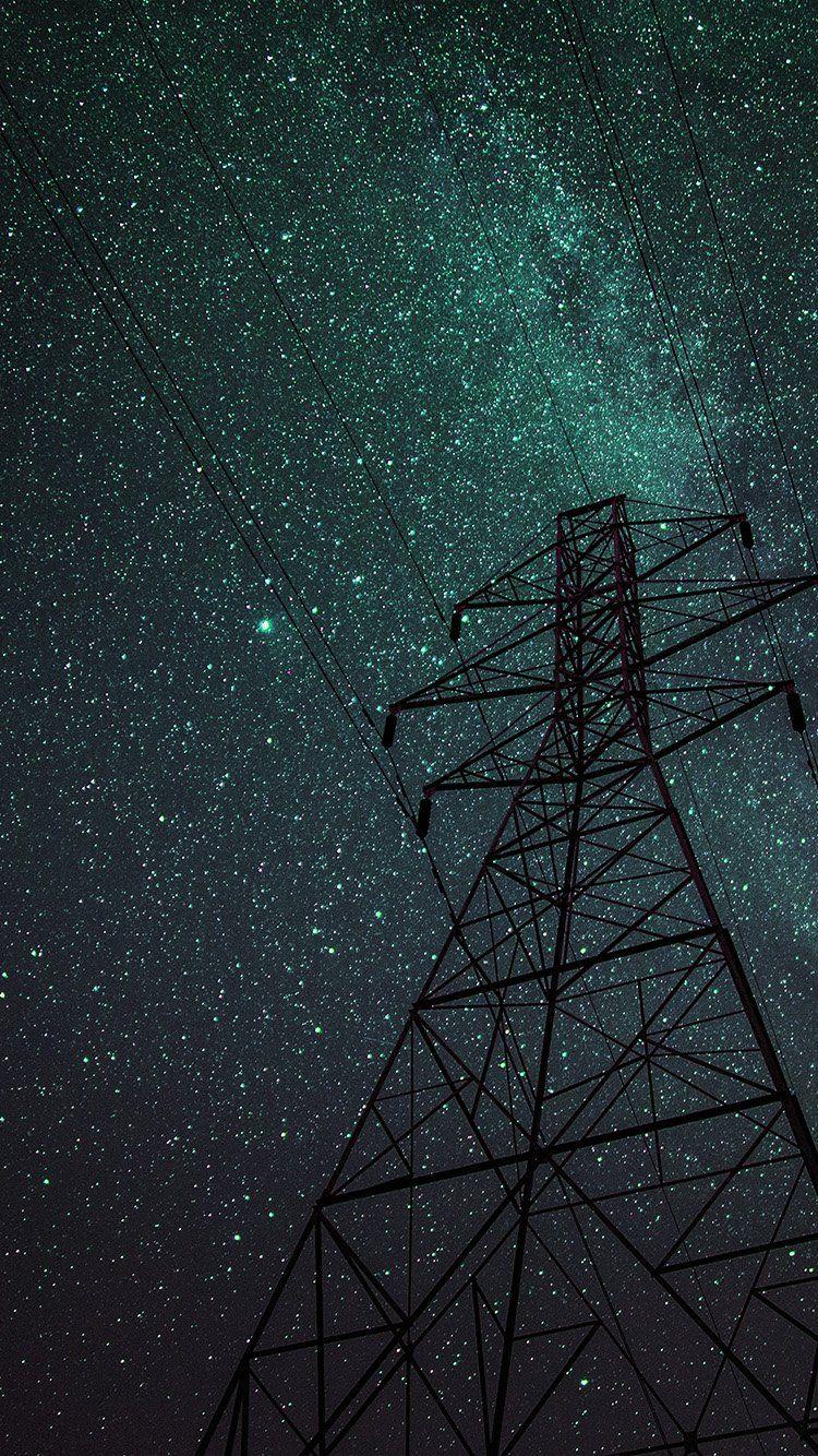 750x1334 iPhone7 wallpaper. night sky green star