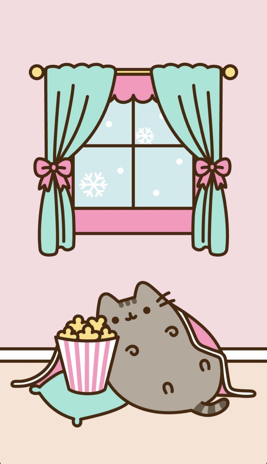 1125x1953 pusheen winter wallpaper!!. Pusheen cute, Pusheen cat, Cute wallpaper