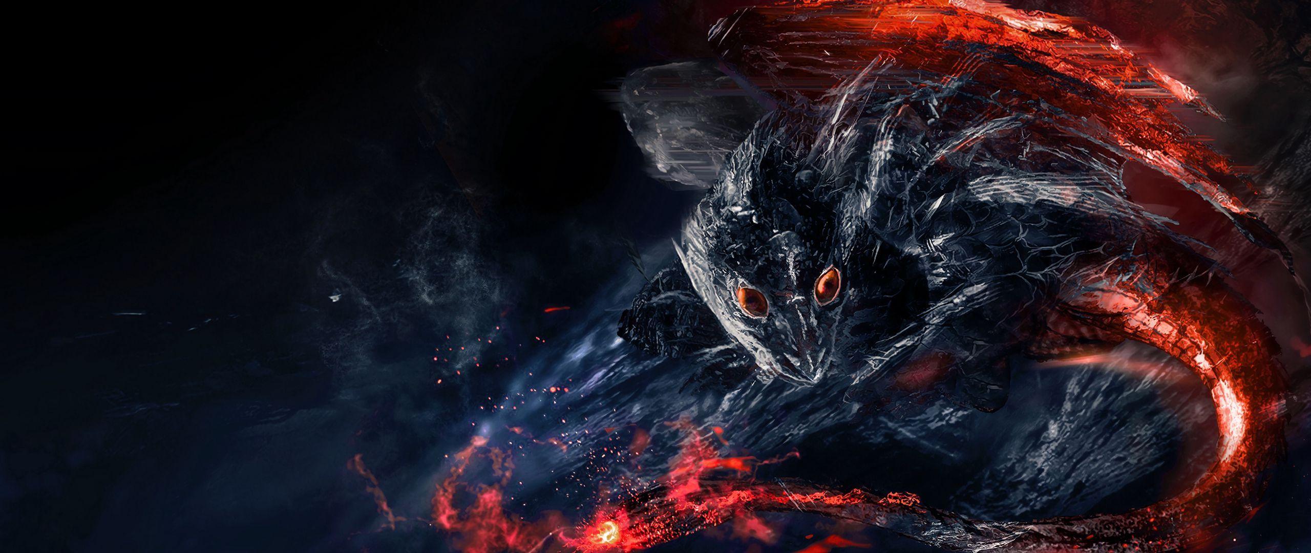 2560x1080 Wallpaper Dragon, Dinosaur, Fiery, Creature, Art HD Wallpaper