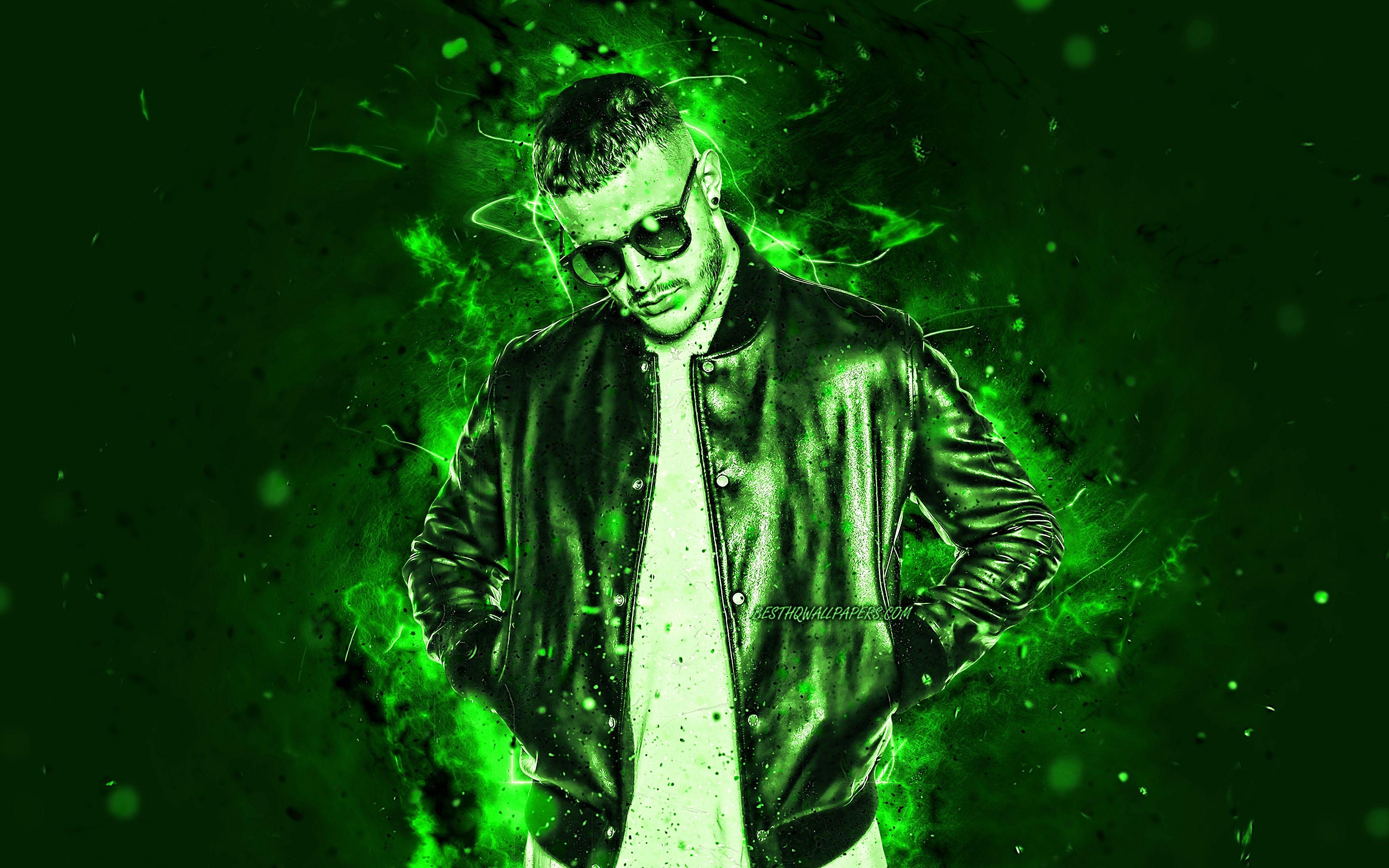 3840x2400 Dj Snake, 4k, French Dj, Green Neon Lights, William Snake Image HD