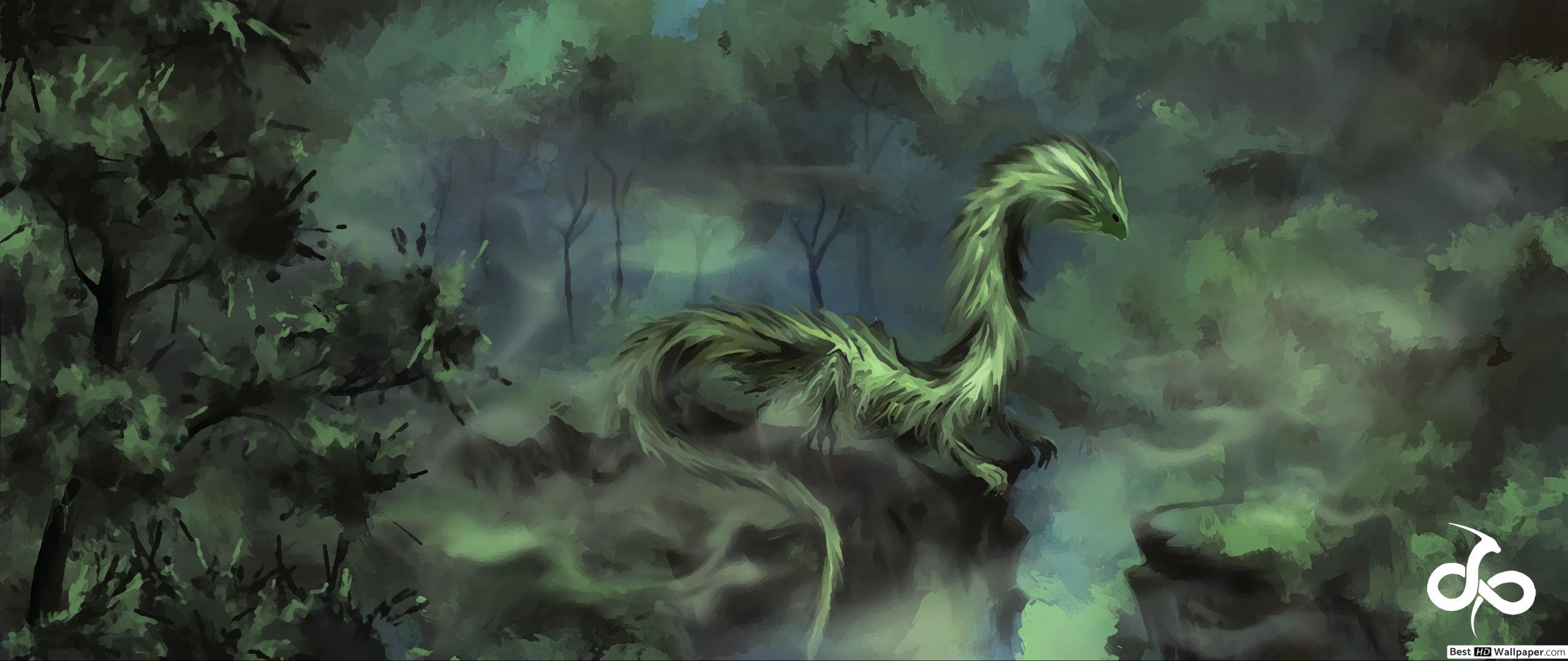 2560x1080 Enchanted dragon HD wallpaper download