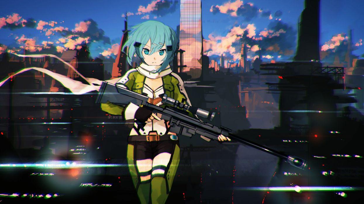 1245x700 Gun gun gale online jumpei99 shinon (sao) sword art online weapon wallpaperx1440