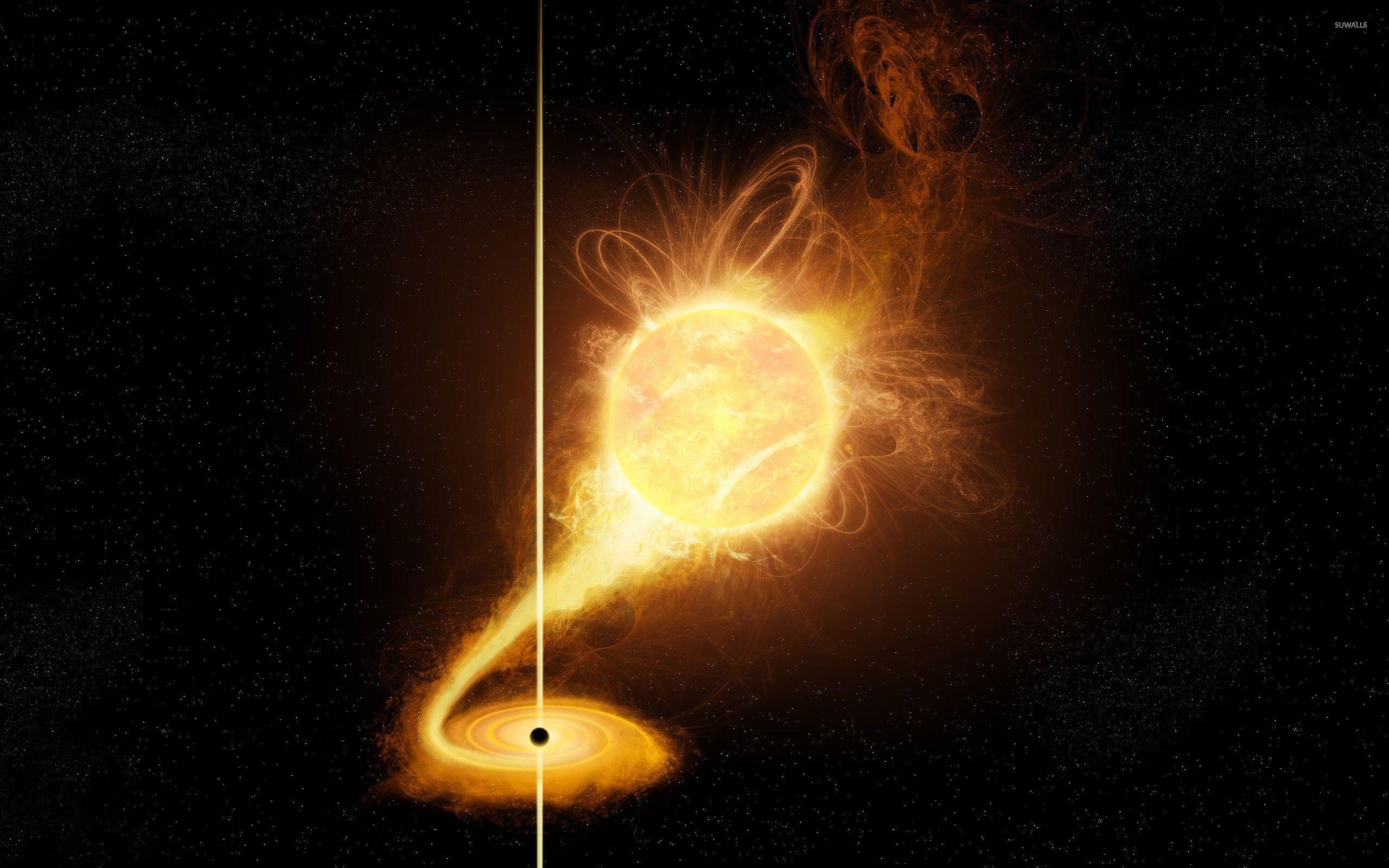 2560x1600 Planet being sucked in the black hole wallpaper wallpaper