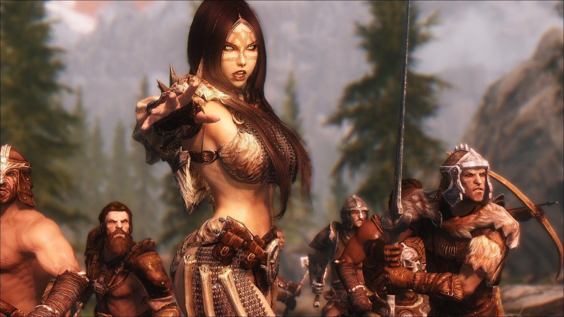 1920x1080 woman warrior illustration The Elder Scrolls V: Skyrim #army #women video games P #wallpap. Warriors illustration, Warrior woman, Female warrior illustration