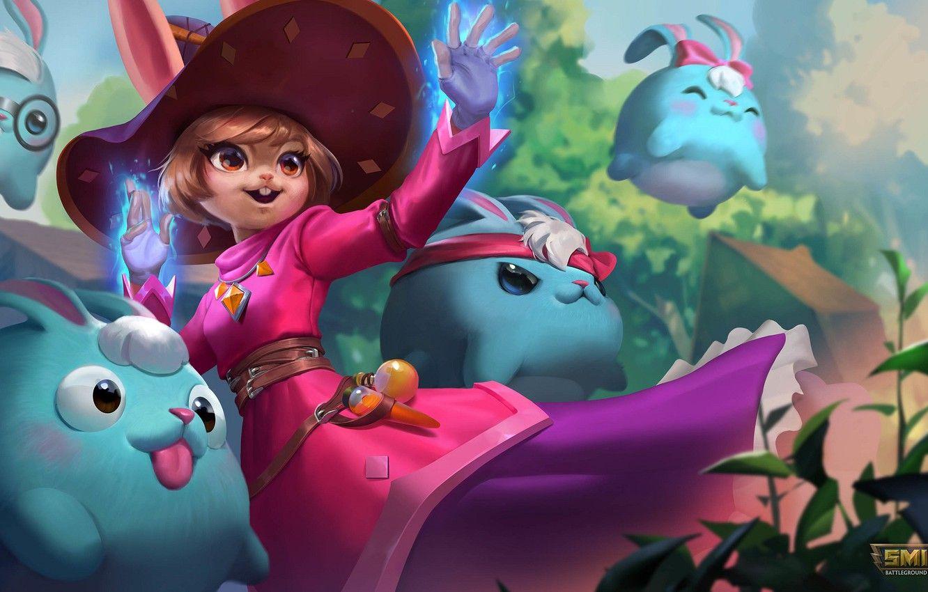 1332x850 Wallpaper magic, girl, rabbits, Smite, Scylla image for desktop, section игры