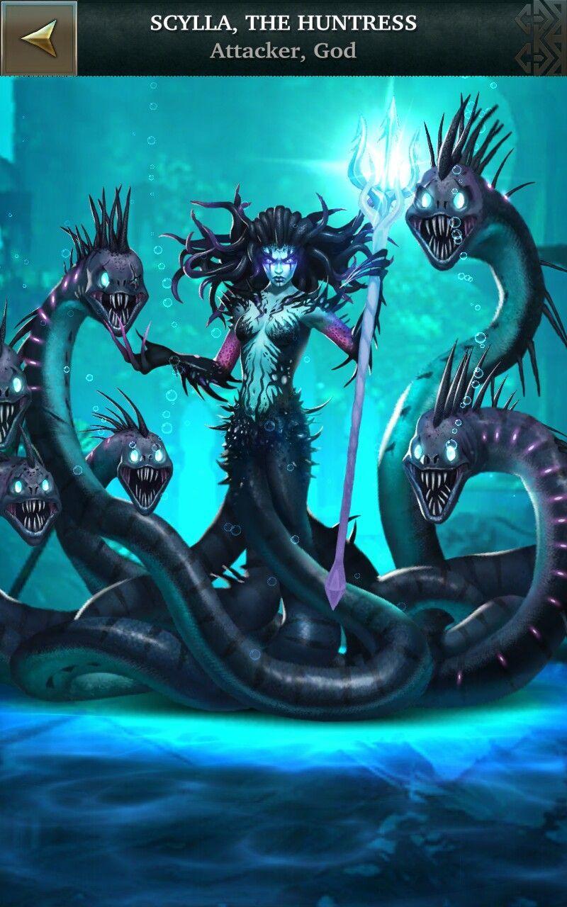 800x1280 SCYLLA, THE HUNTRESS, Attacker, God. Fantasy character design, Fantasy creatures, Fantasy monster