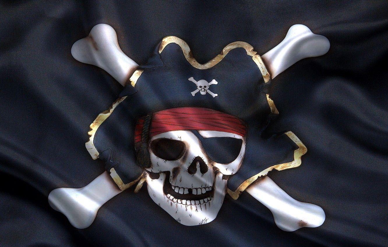 1332x850 Wallpaper skull, bones, pirate flag image for desktop, section разное