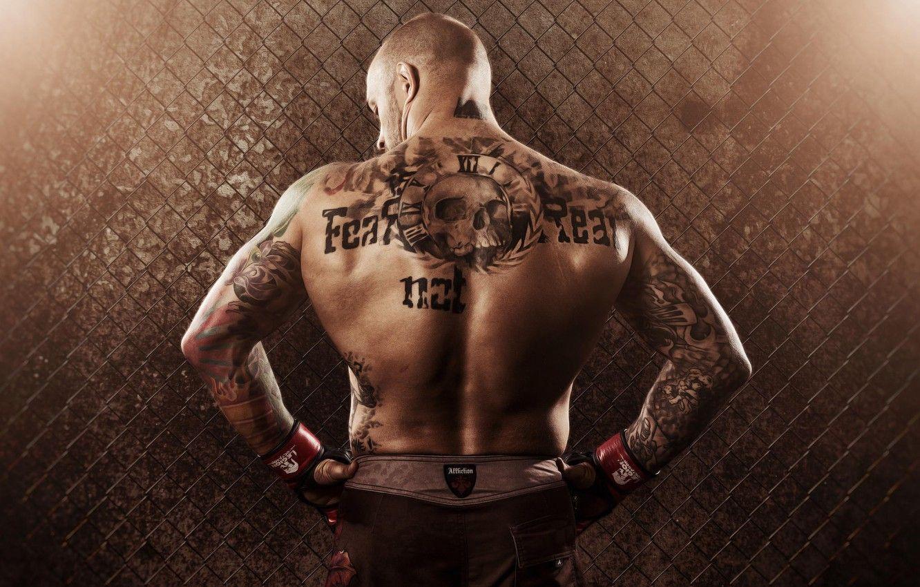 1332x850 Wallpaper mesh, back, male, tattoo, MMA, fighter, Mixed Martial Arts, Mixed martial arts image for desktop, section спорт