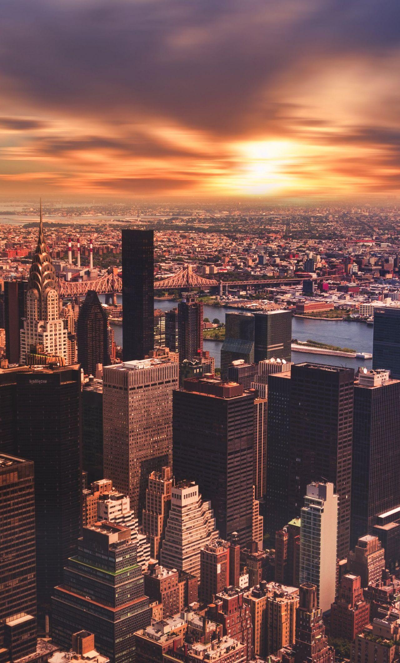 1280x2120 Download Cityscape, New York, sunset, city, buildings wallpaper, 1280x iPhone 6 Plus