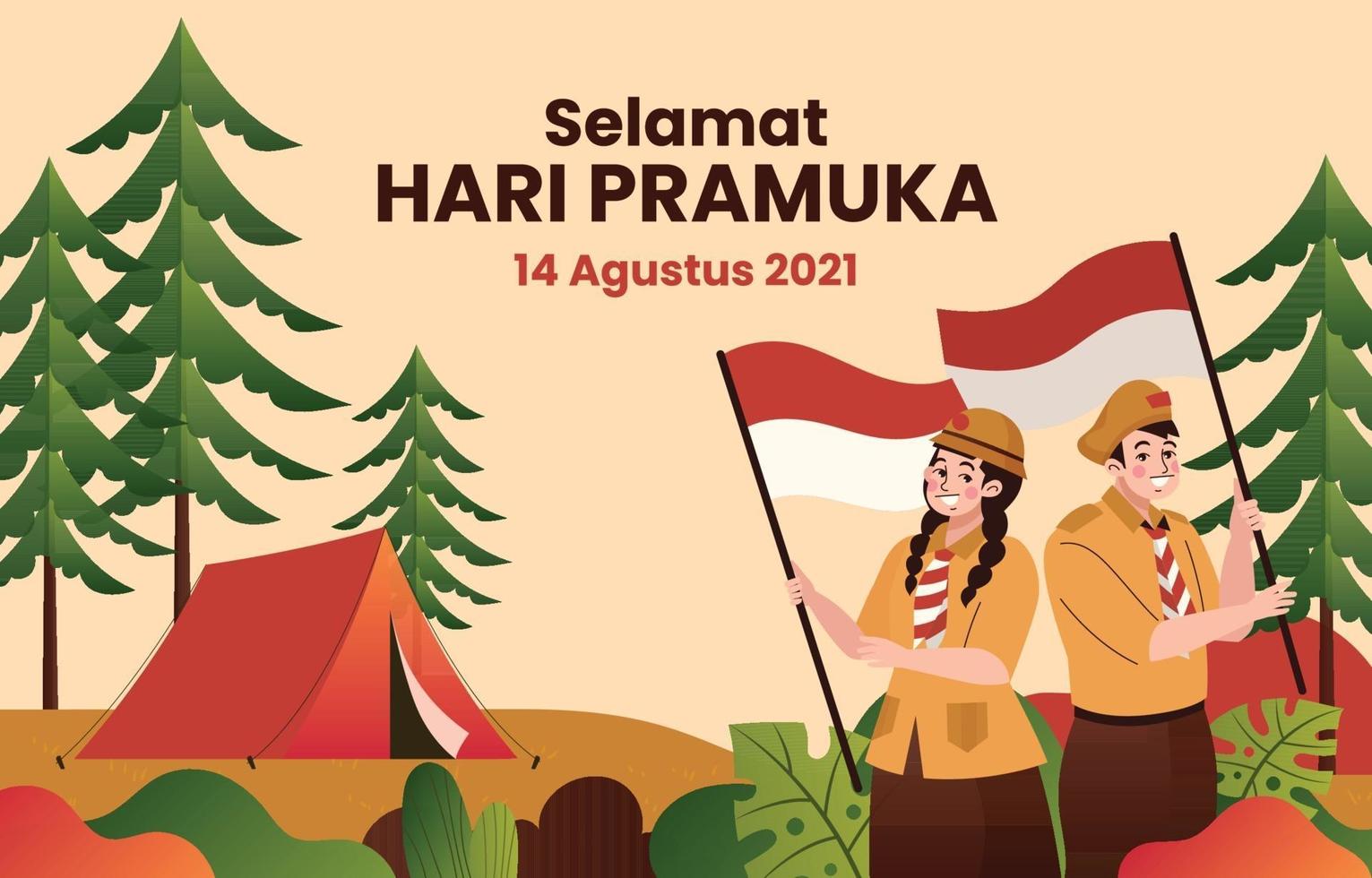 1531x980 Pramuka Indonesia Day Background Concept in Flat Style