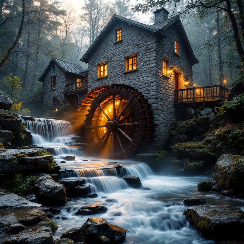 1024x1024 Download Magical Mill House Image, Forest, Cottage