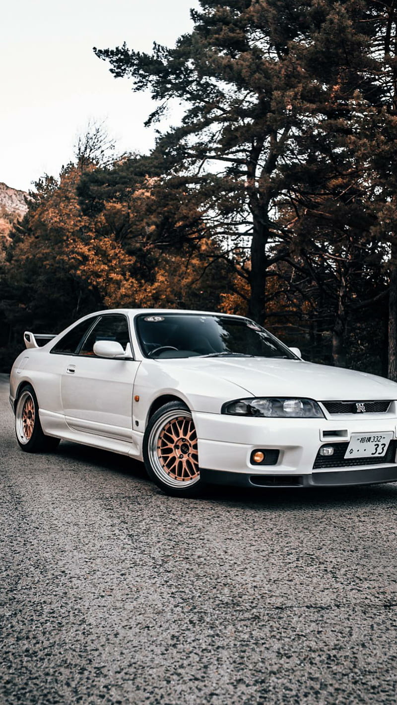 800x1422 Nissan R33 GTR, nissan, gtr, white, car, supercar sports, america, gold, road, HD phone wallpaper