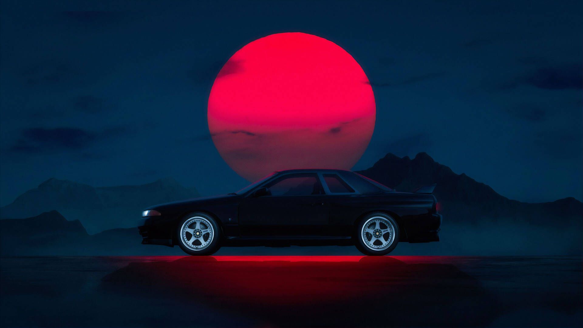 1920x1080 Download Nissan Skyline GTR R33 Red Moon Wallpaper
