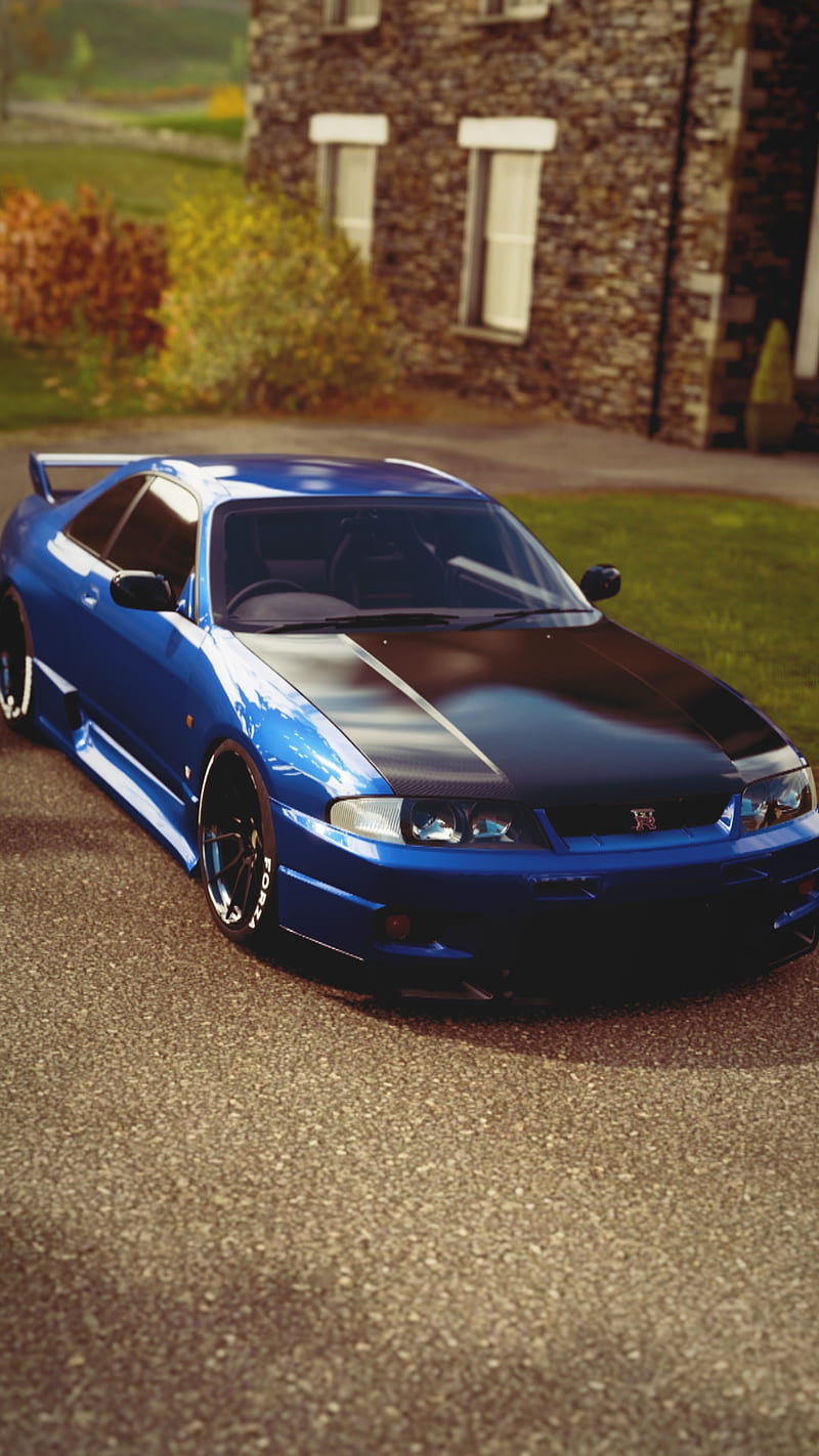 800x1422 Skyline GTR R33 FH blue, forza horizon gtr, sepia, skyline, HD phone wallpaper