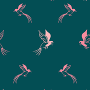 180x180 Bright Pink Flying Parrots Peel and Stick Wallpaper Large Sample wide x 12 high / Peel and Stick
