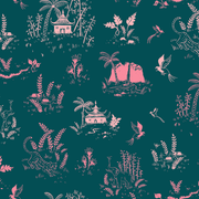180x180 Sophisticated Jungle Toile Peel and Stick Wallpaper Small Sample” wide by 6” high / Peel and Stick