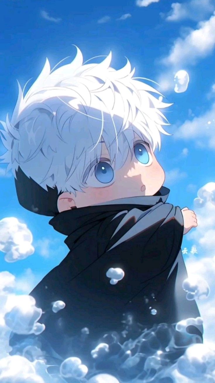 735x1307 cute kid gojo fanart wallpaper. cute gojo kid
