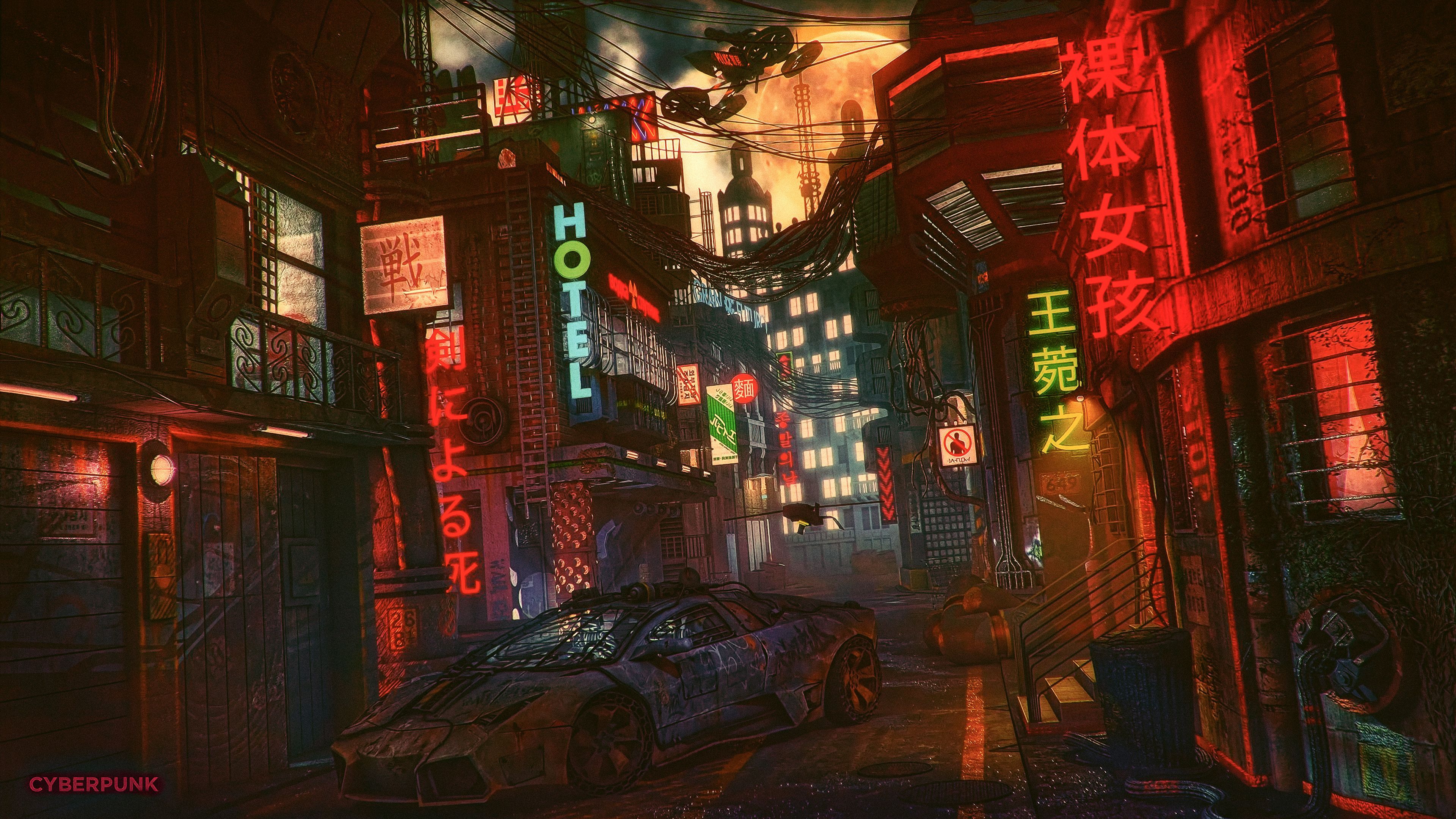 3840x2160 Cyber City Wallpaper