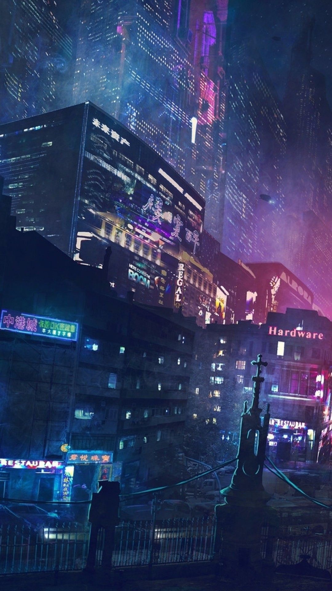 1080x1920 Cyber City iPhone Wallpaper