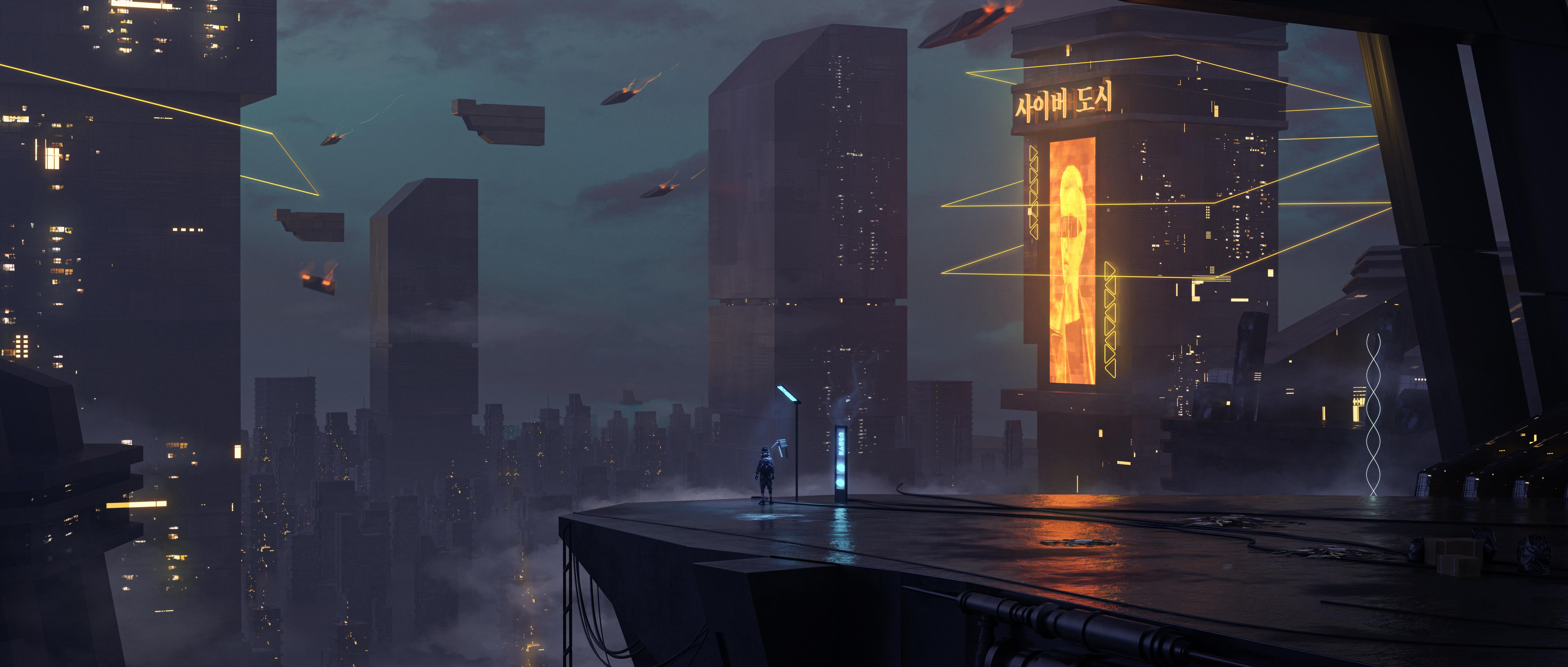 6720x2859 4K Neon Metropolis