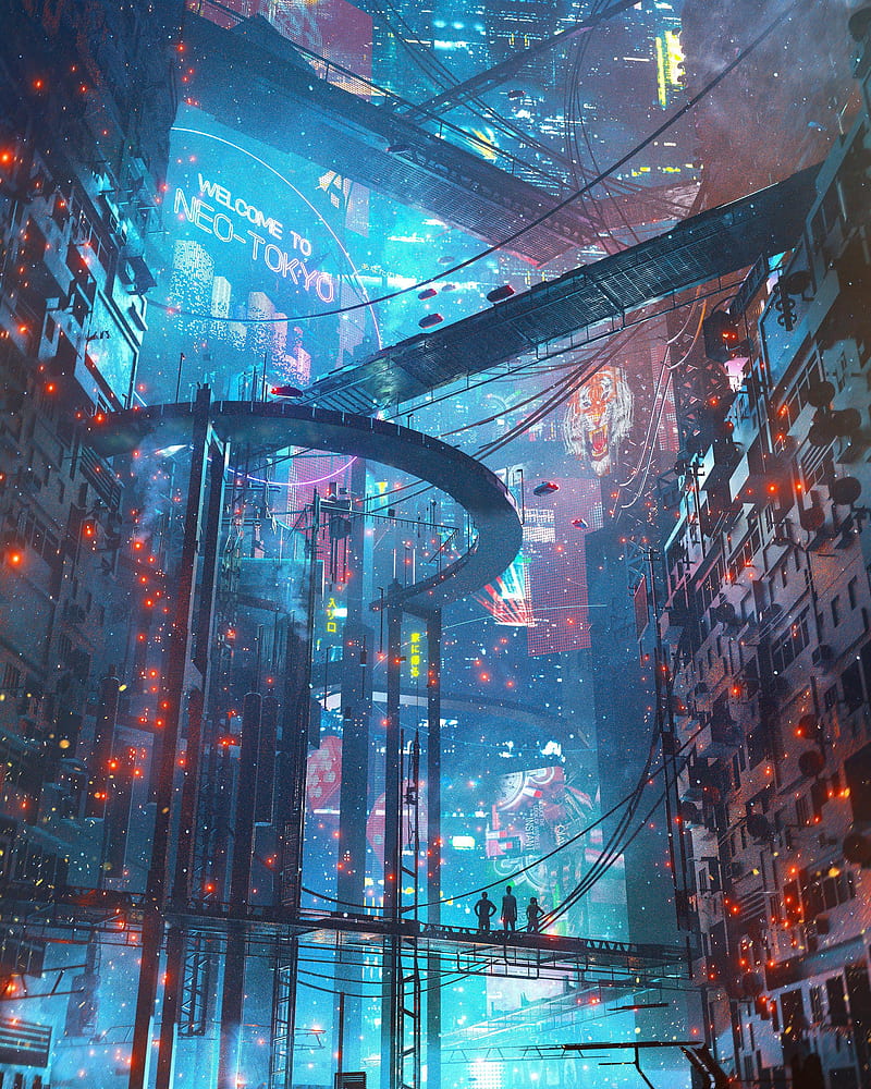 800x1000 Artwork, digital art, cyber city, cyberpunk, HD phone wallpaper