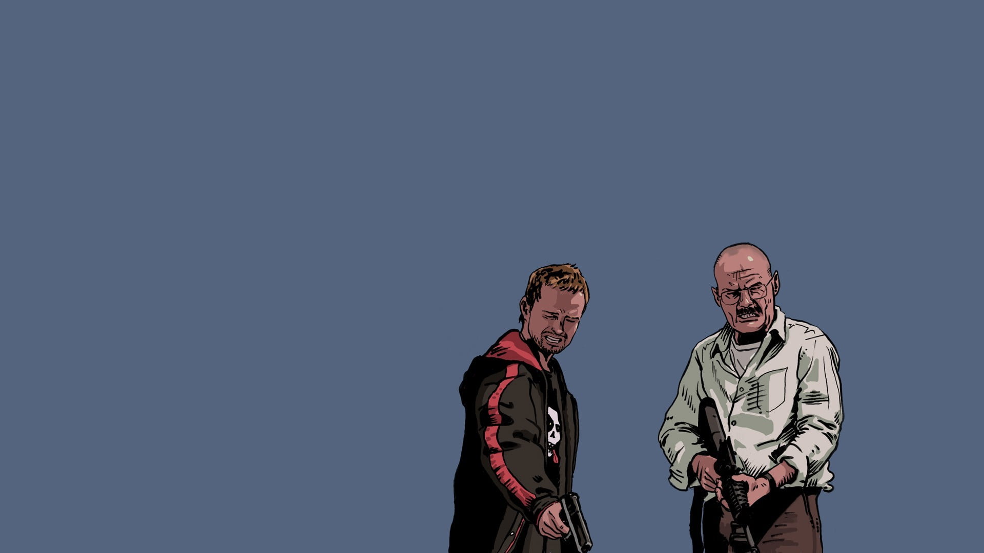 1920x1080 Two men holding guns illustration, Breaking Bad, Walter White, Jessie Pinkman, Heisenberg HD wallpaper