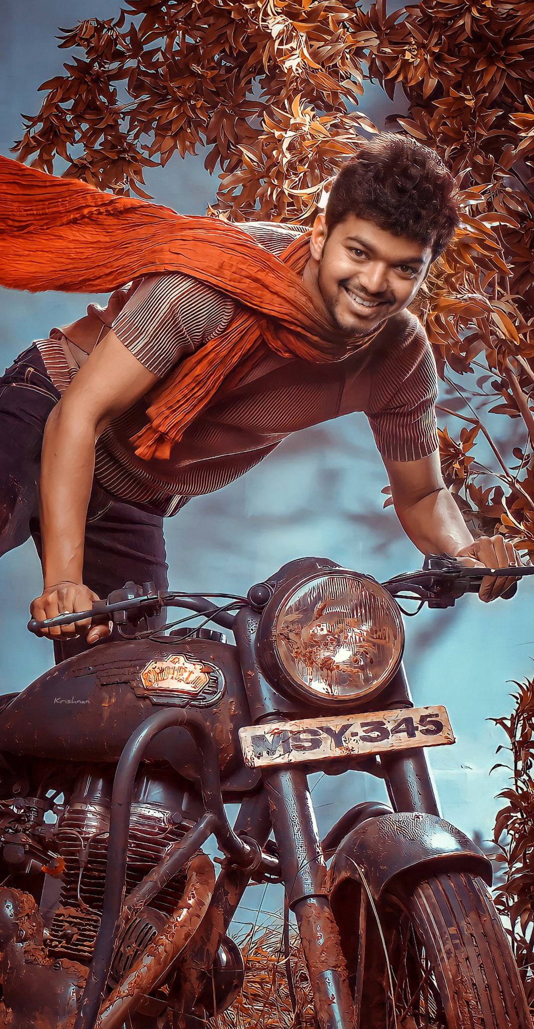 1064x2048 Download The Mesmerizing Beast Vijay in Action Wallpaper