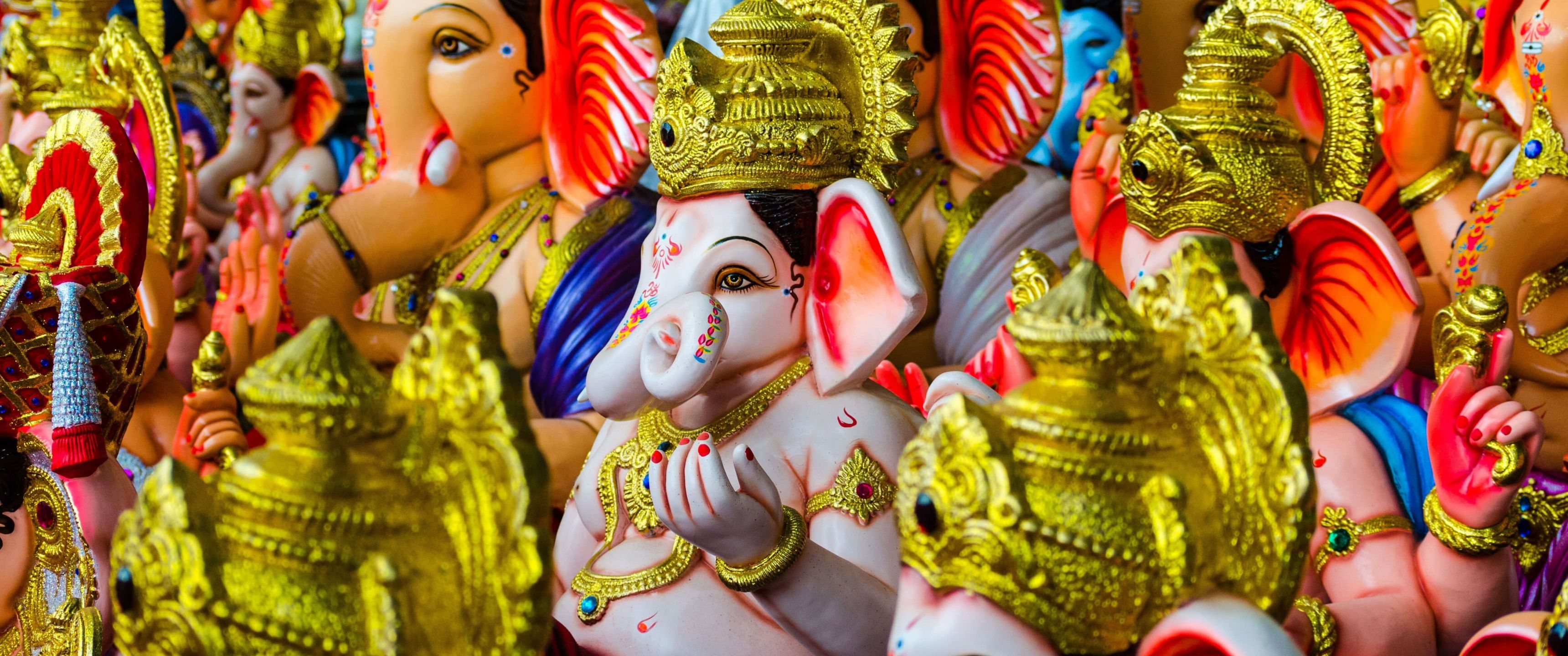 3440x1440 Lord Ganesha Wallpaper 4K, Ganapati Bappa, Ganesh Chaturthi