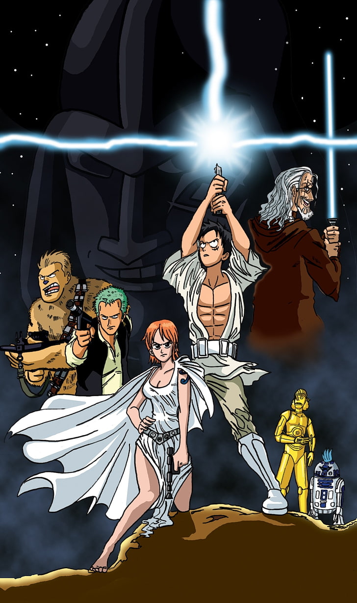 728x1229 HD wallpaper: star wars comics one piece anime nico robin roronoa zoro chopper anime manga wars franky one piec Anime One Piece HD Art