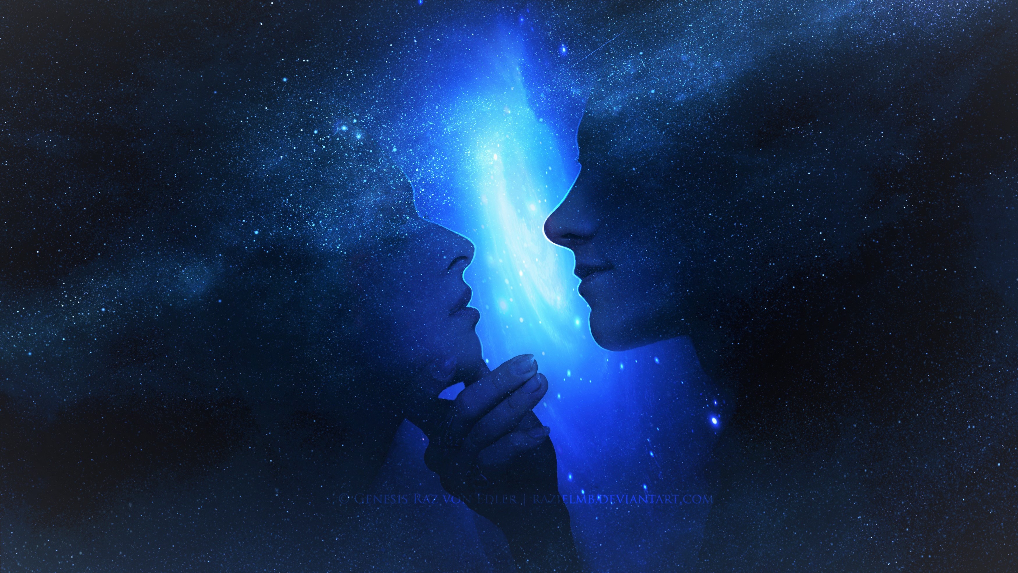 3500x1969 Couple In Love Artistic Blue Wallpaper, HD Artist 4K Wallpaper, Image and Background