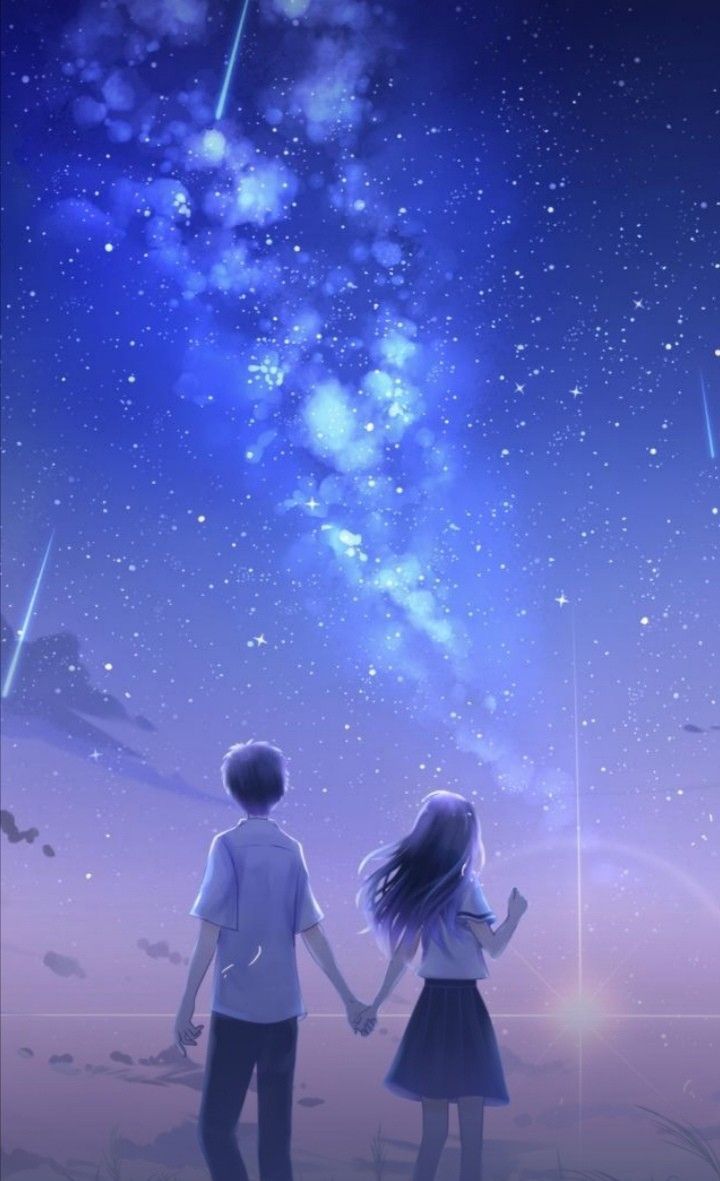 720x1181 Anime love landscape wallpaper. Anime stars sky, Anime person under starry sky, Couple wallpaper