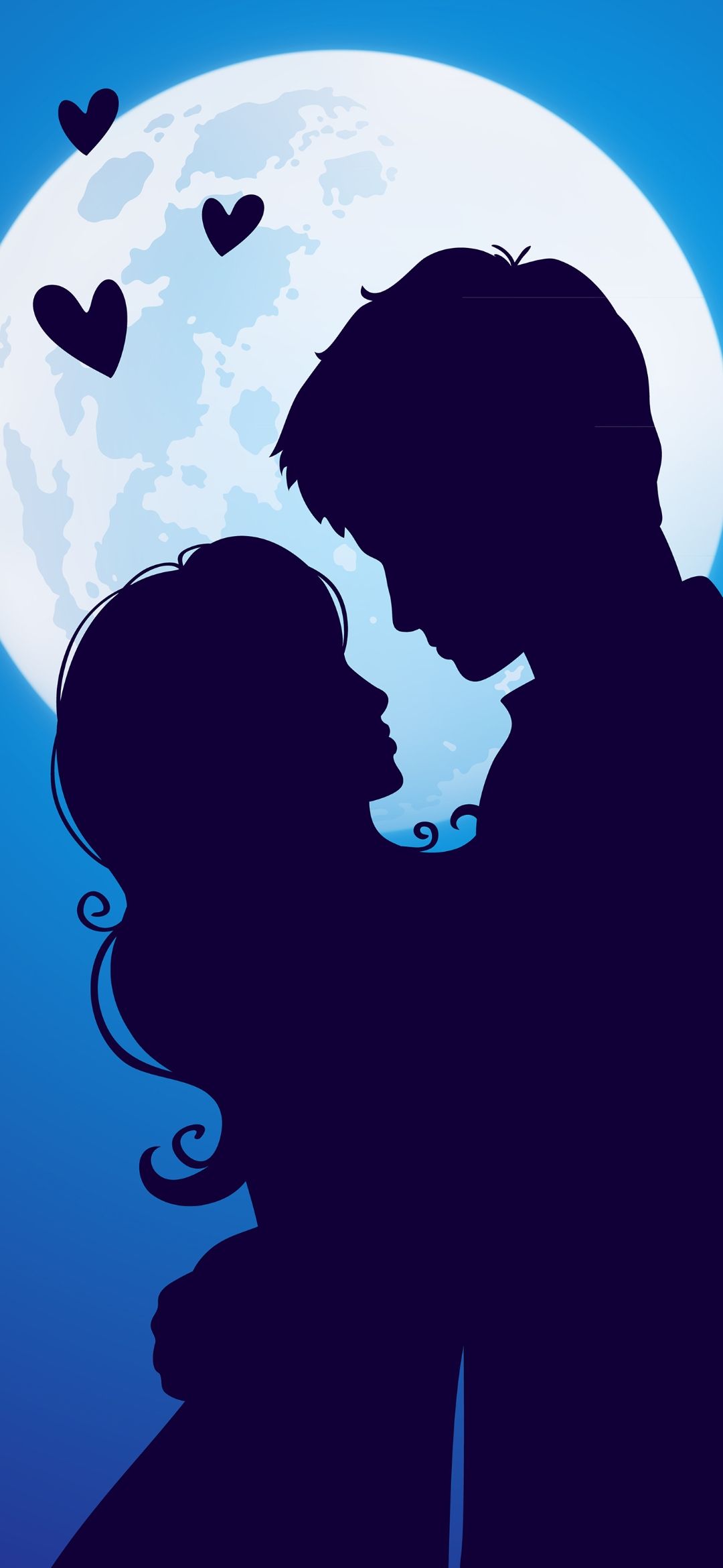 1080x2340 Wallpaper Beautiful Romantic Moon Couple, Romance, Azure, Gesture, Happy, Background Free Image
