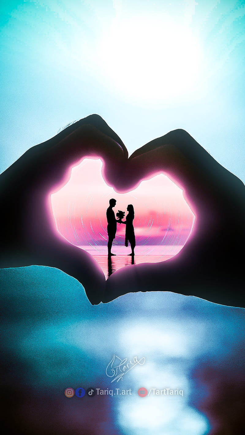 800x1422 Couple in heart, background, beach, blue, boat, night, sky, stars, sunsets, HD phone wallpaper