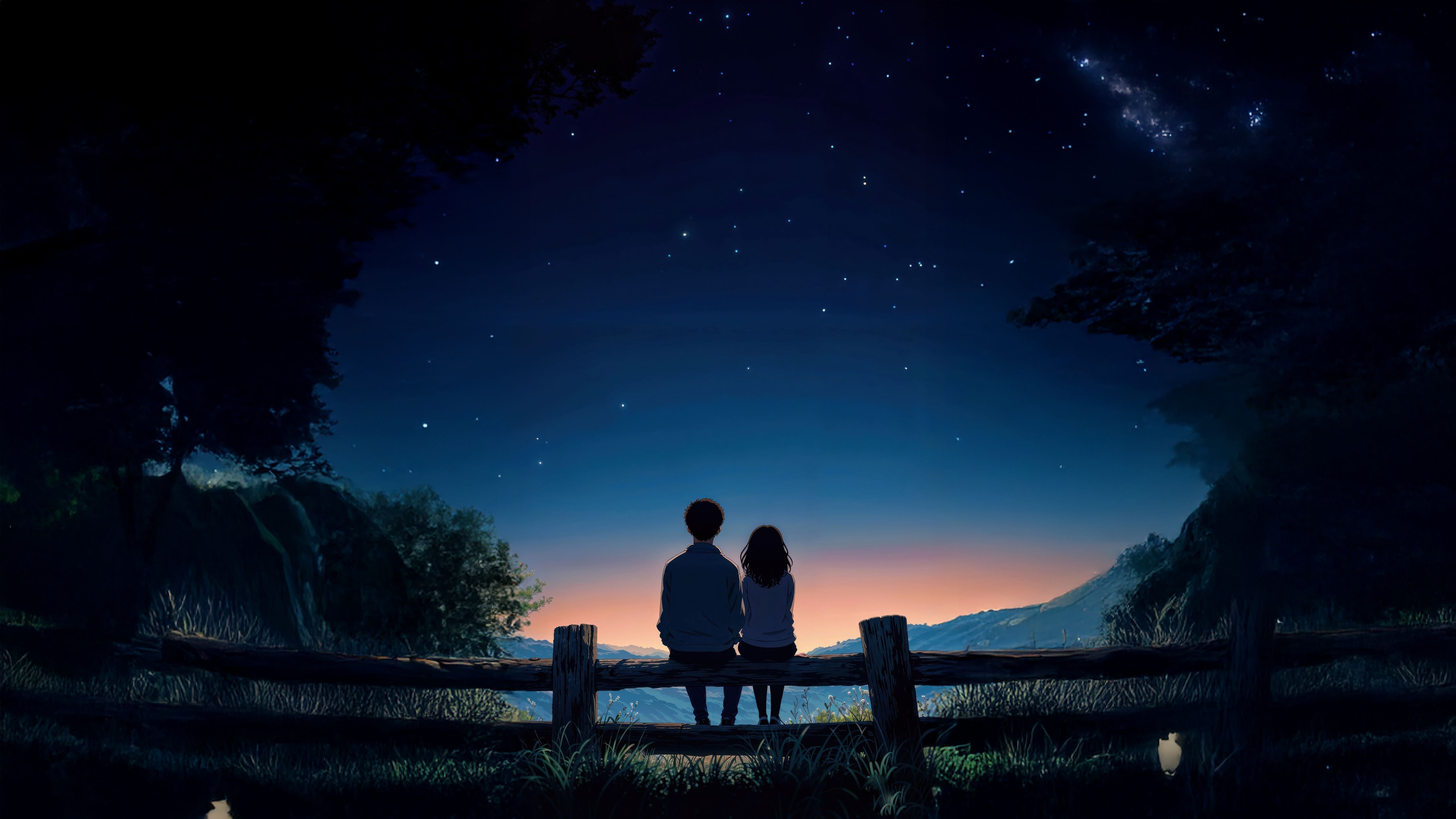 5120x2880 Couple Together Under Stars Wallpaper, HD Artist Wallpaper, 4k Wallpaper, Image, Background, Photos and Picture