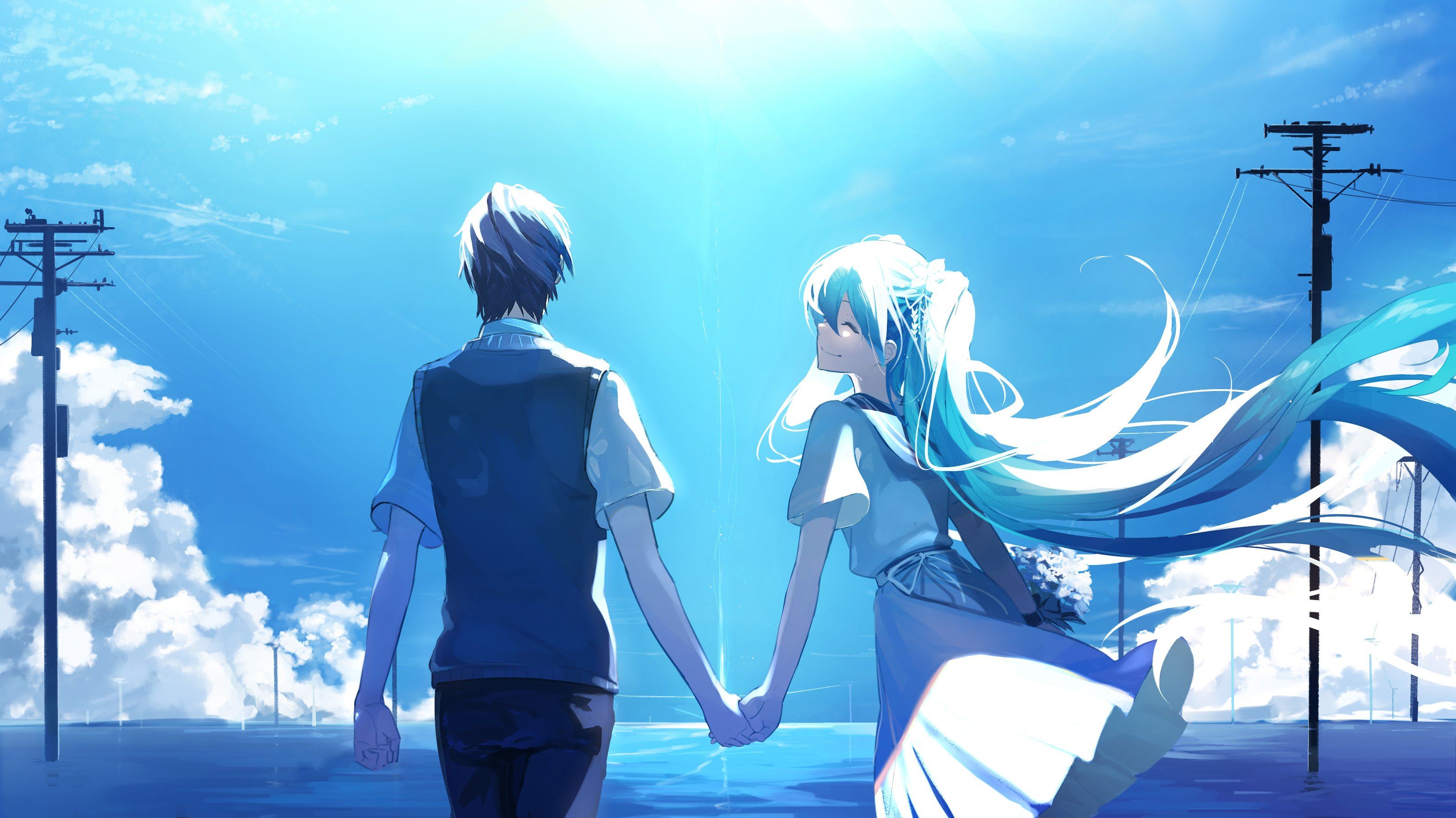 3226x1814 Cute Anime Couple Wallpaper HD