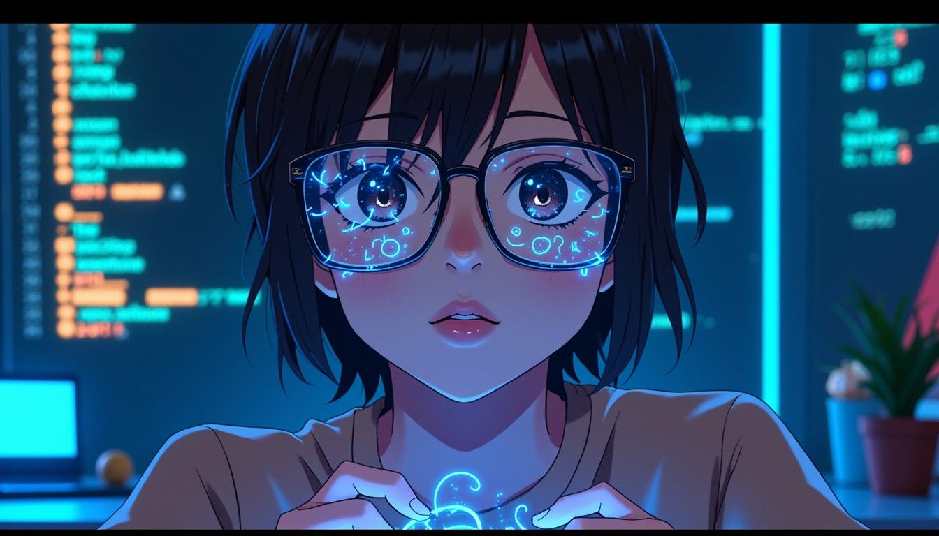 1344x768 Download Coding Night Glow Image, Anime, Coding