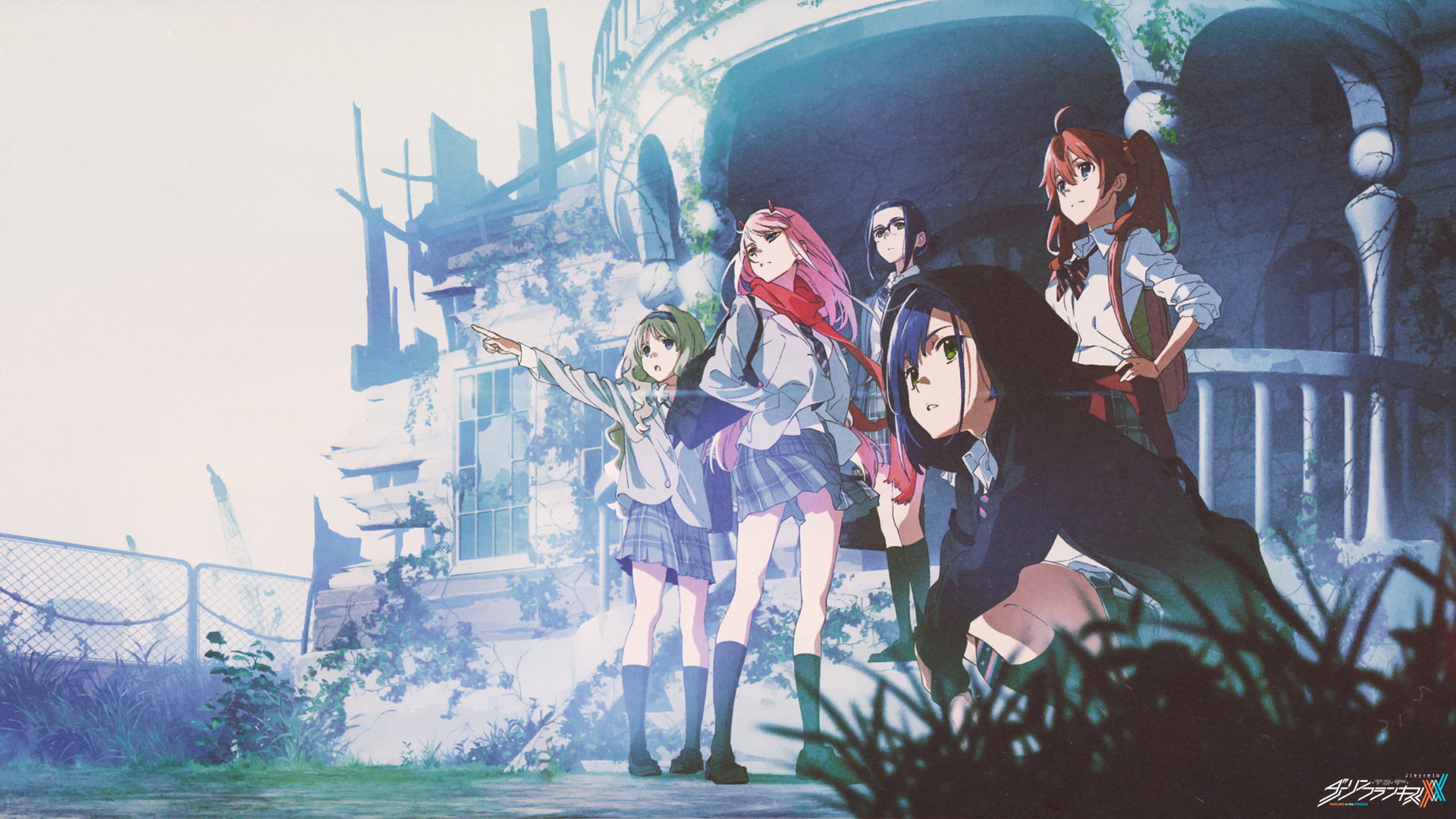 1920x1080 Five female anime characters digital wallpaper, darling in franxx, Darling in the FranXX, Code:196 (Ikuno), Code:390 (Miku) HD wallpaper