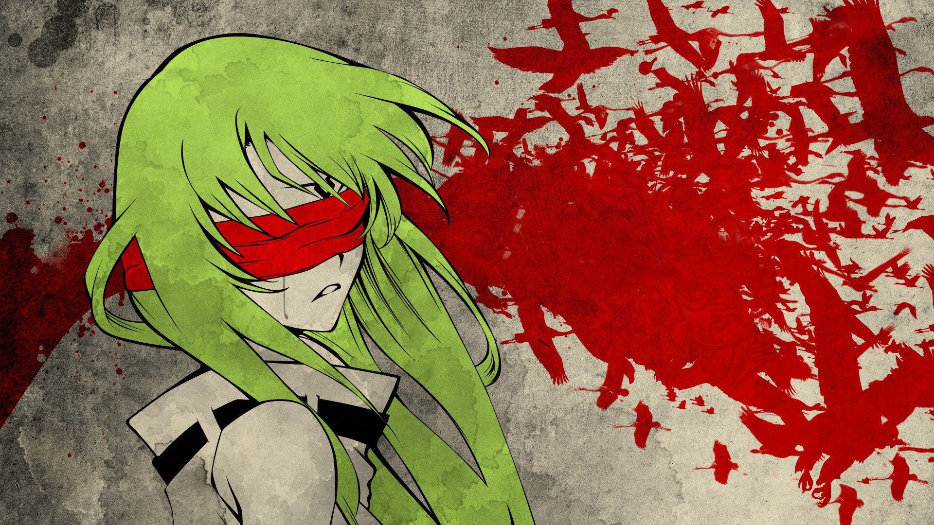 1920x1080 Green Haired Girl With Red Blindfolded, Anime Code Geass Desktop Wallpaper 1024x600