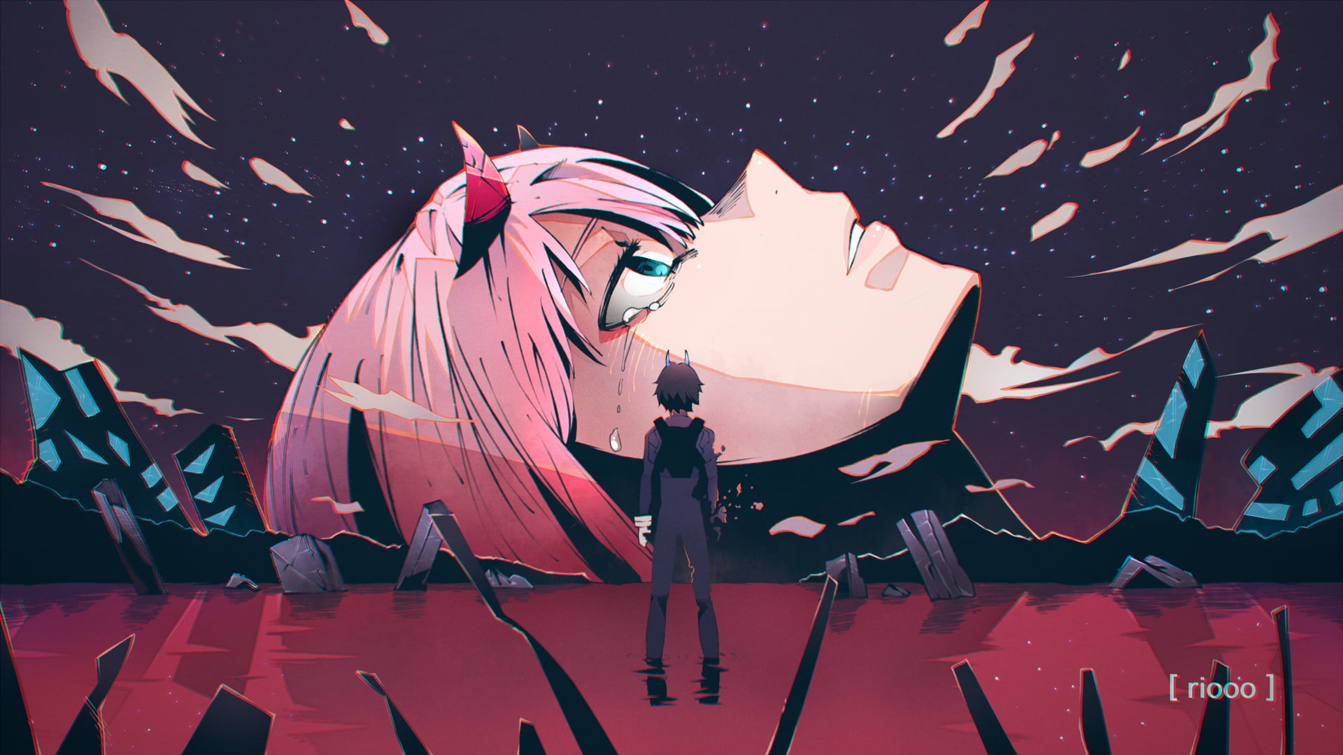 1920x1080 Anime character wallpaper, Darling in the FranXX, parody, Neon Genesis Evangelion, Code:016 (Hiro) HD wallpaper