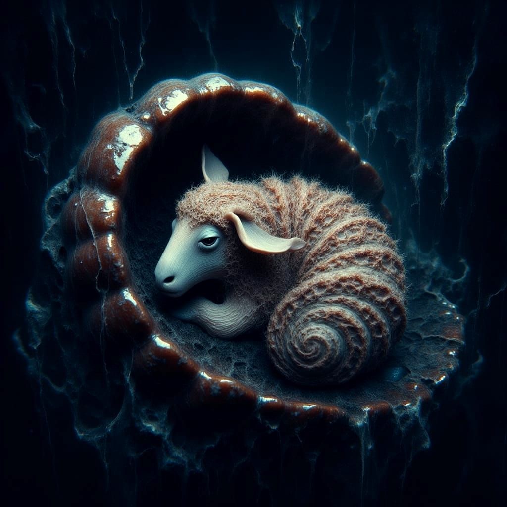 1024x1024 Wollschafschnecke Sheep Snail in Bioluminescent Sea